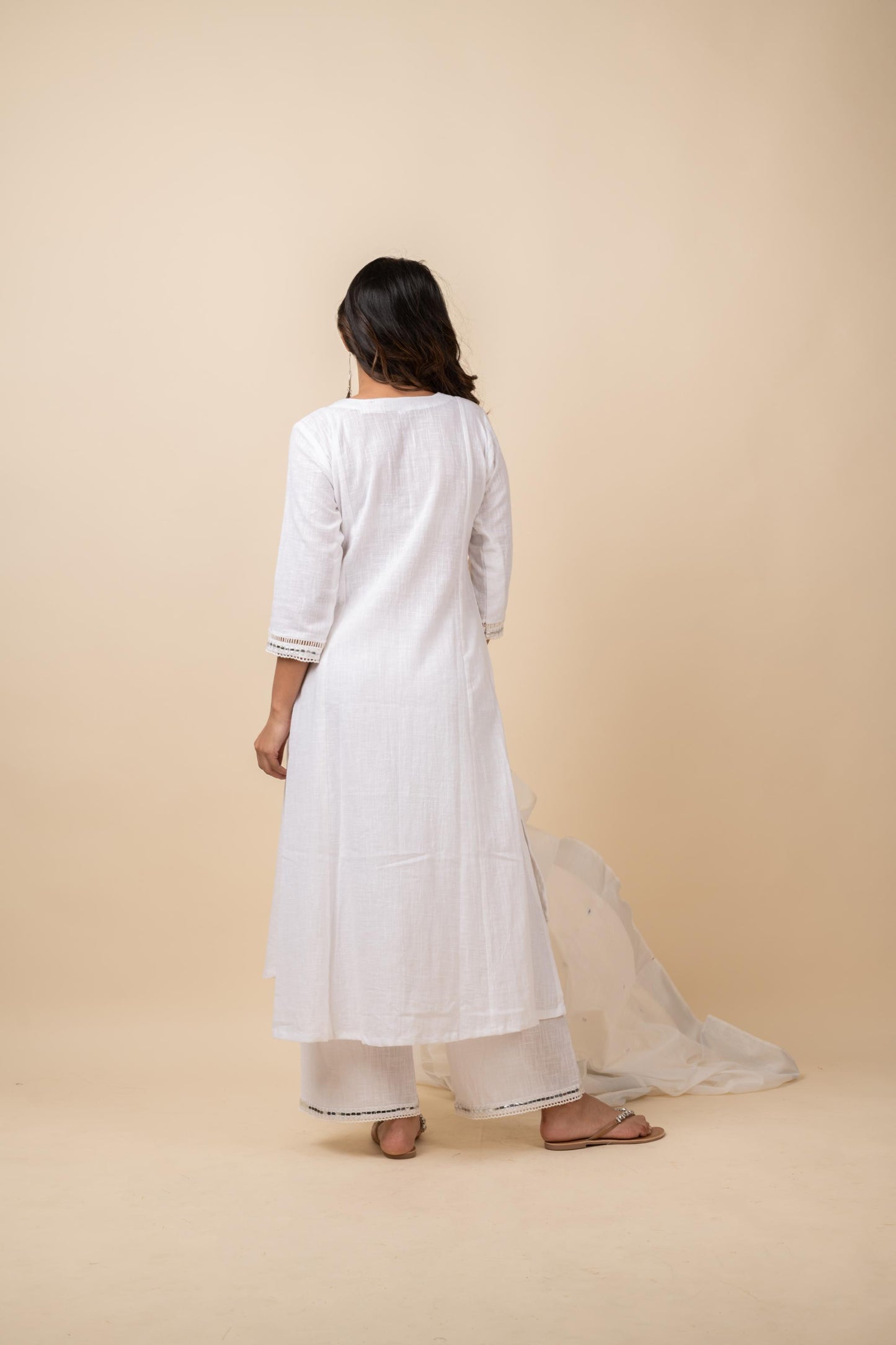 PEARL WHITE MIRRORWORK SUIT SET