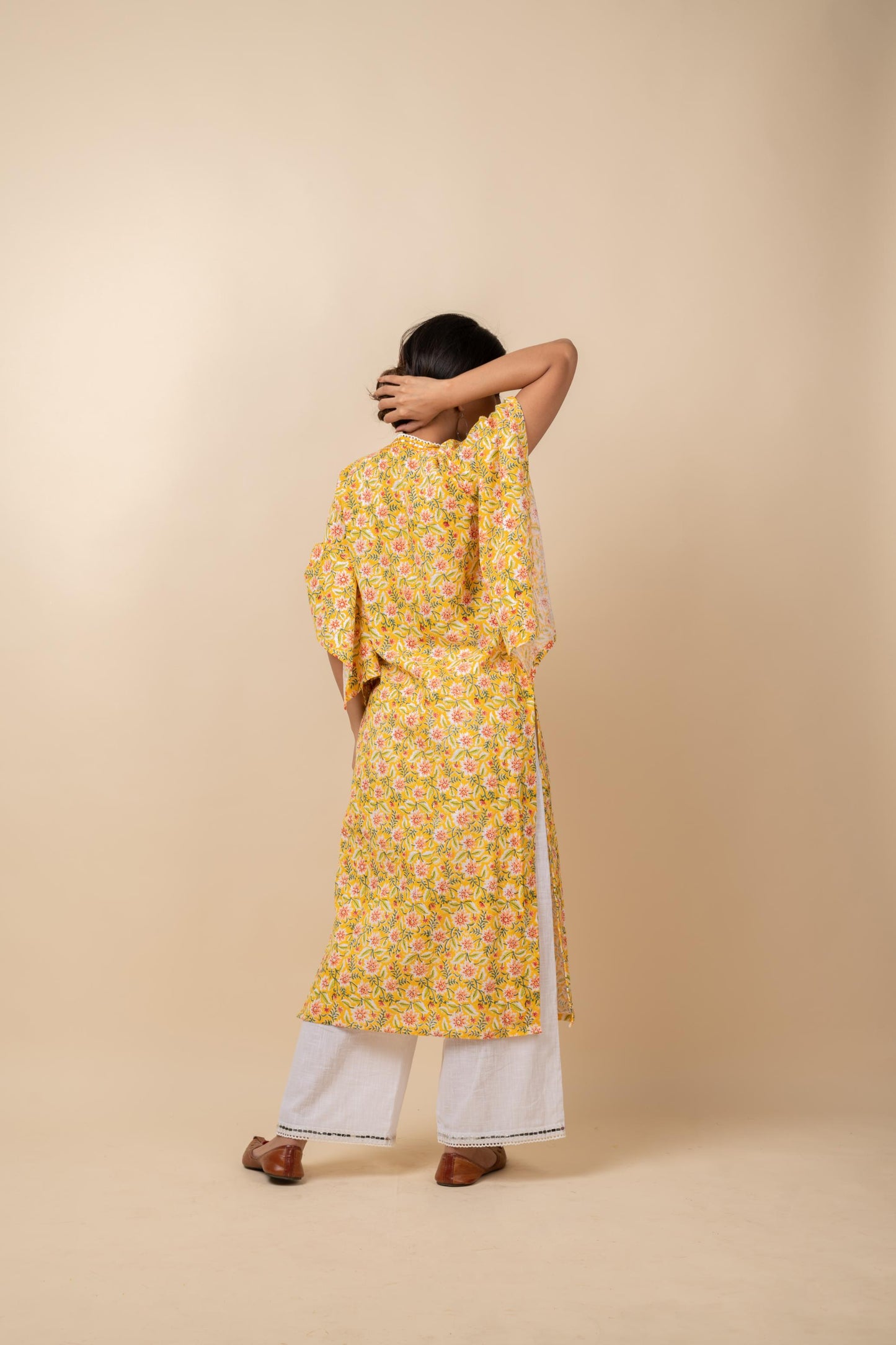 YELLOW JAAL KAFTAN