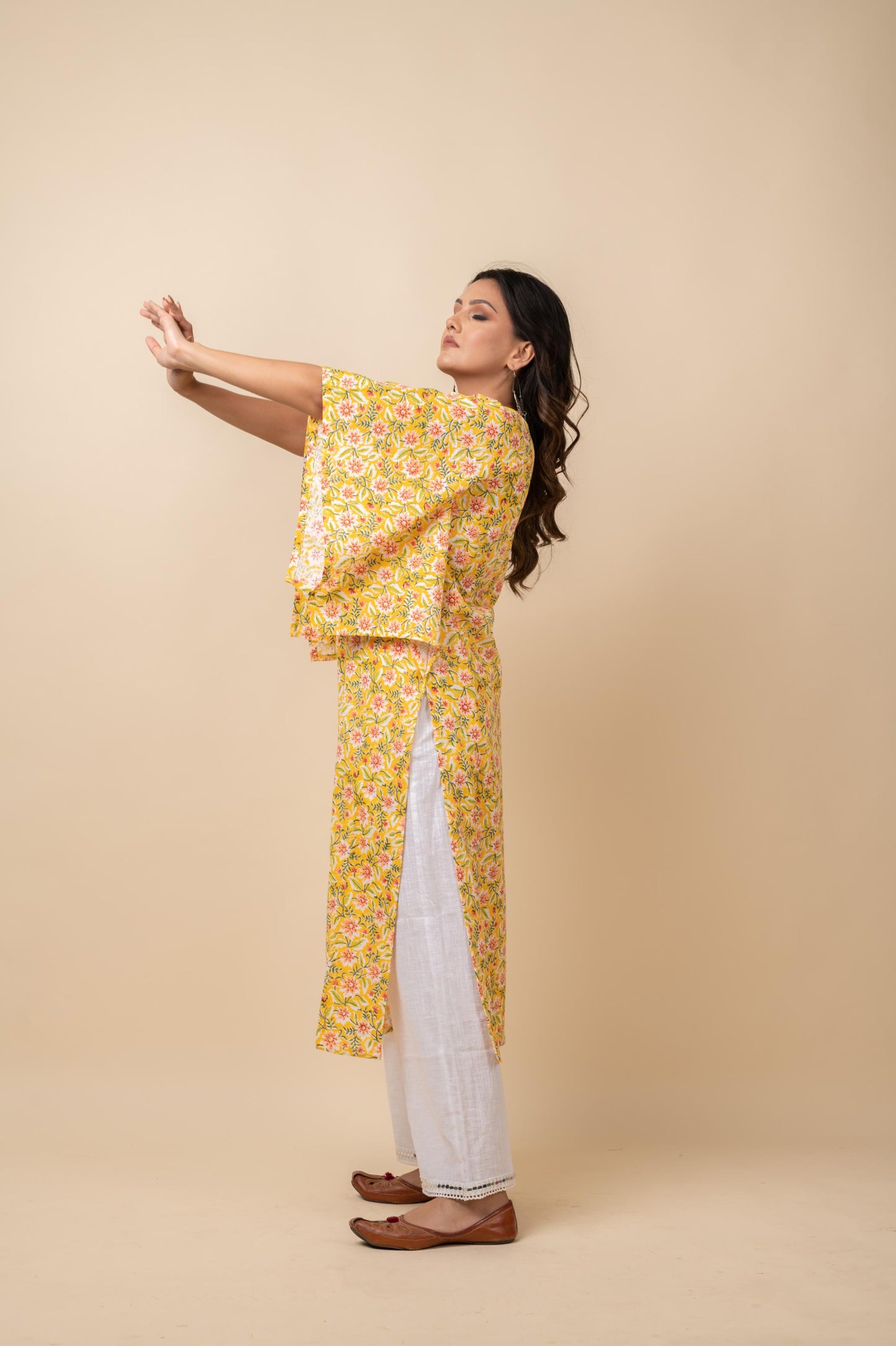YELLOW JAAL KAFTAN