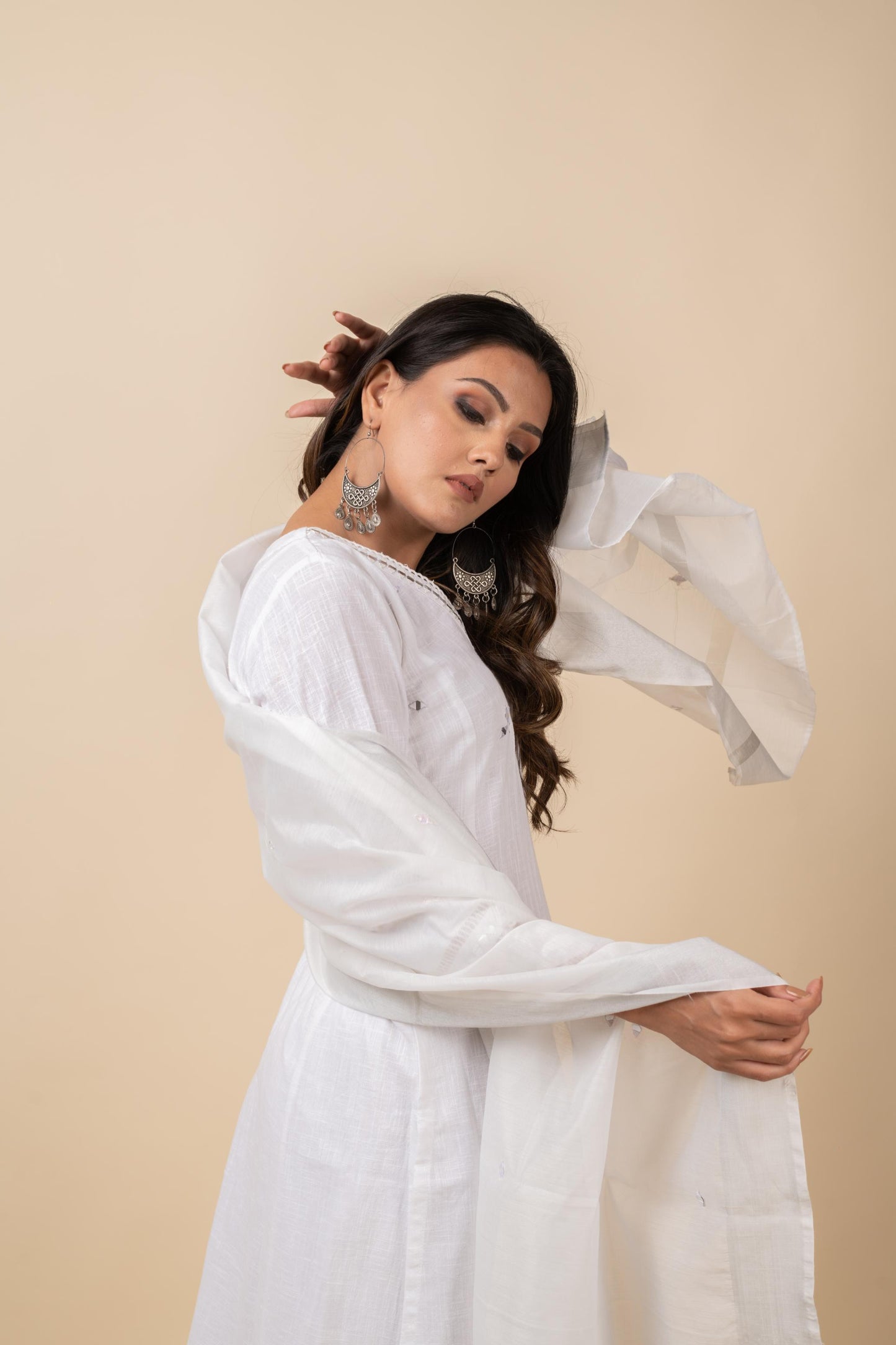 PEARL WHITE MIRRORWORK SUIT SET