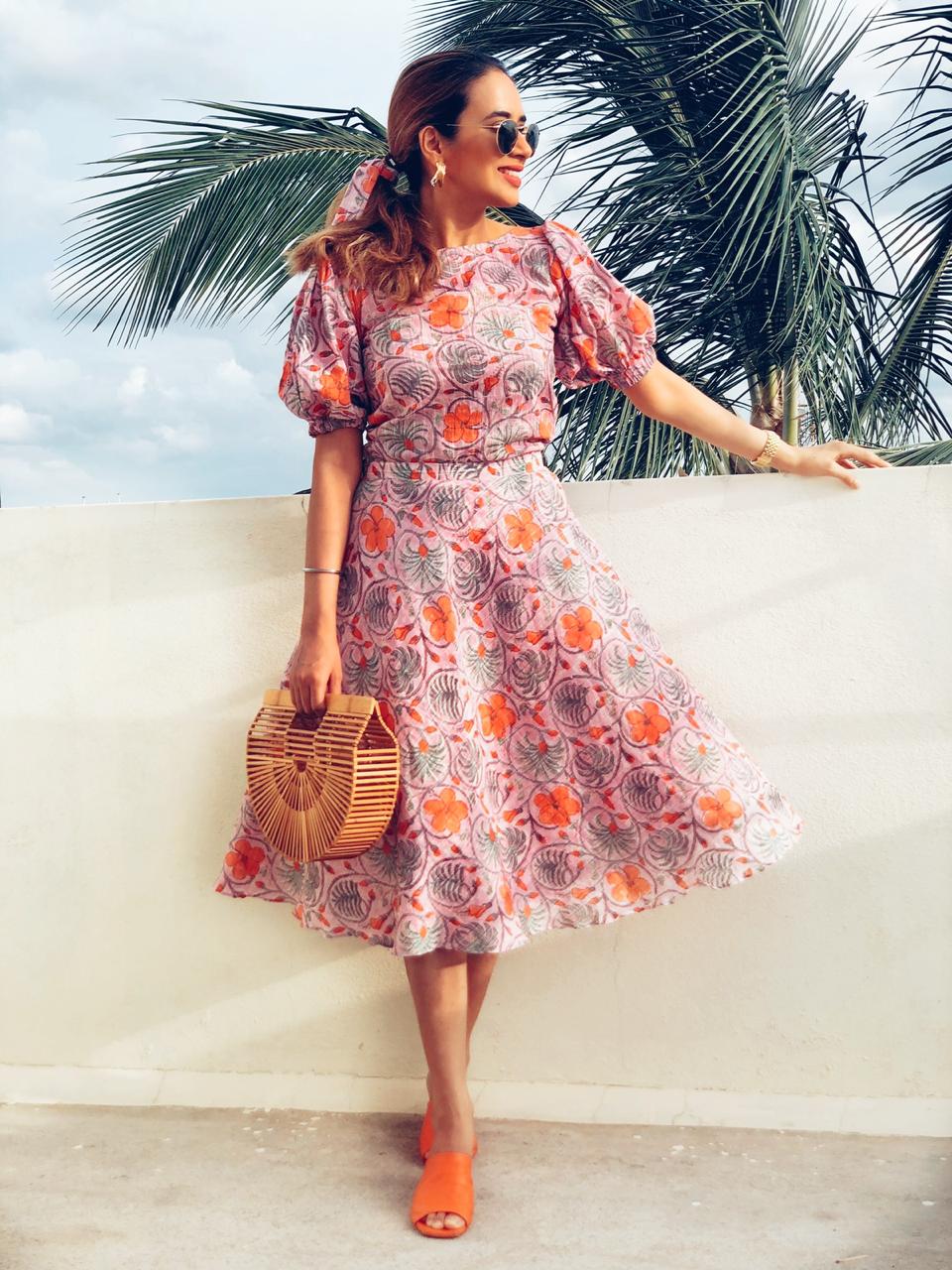 PINK PRINTED JAAL COORDS