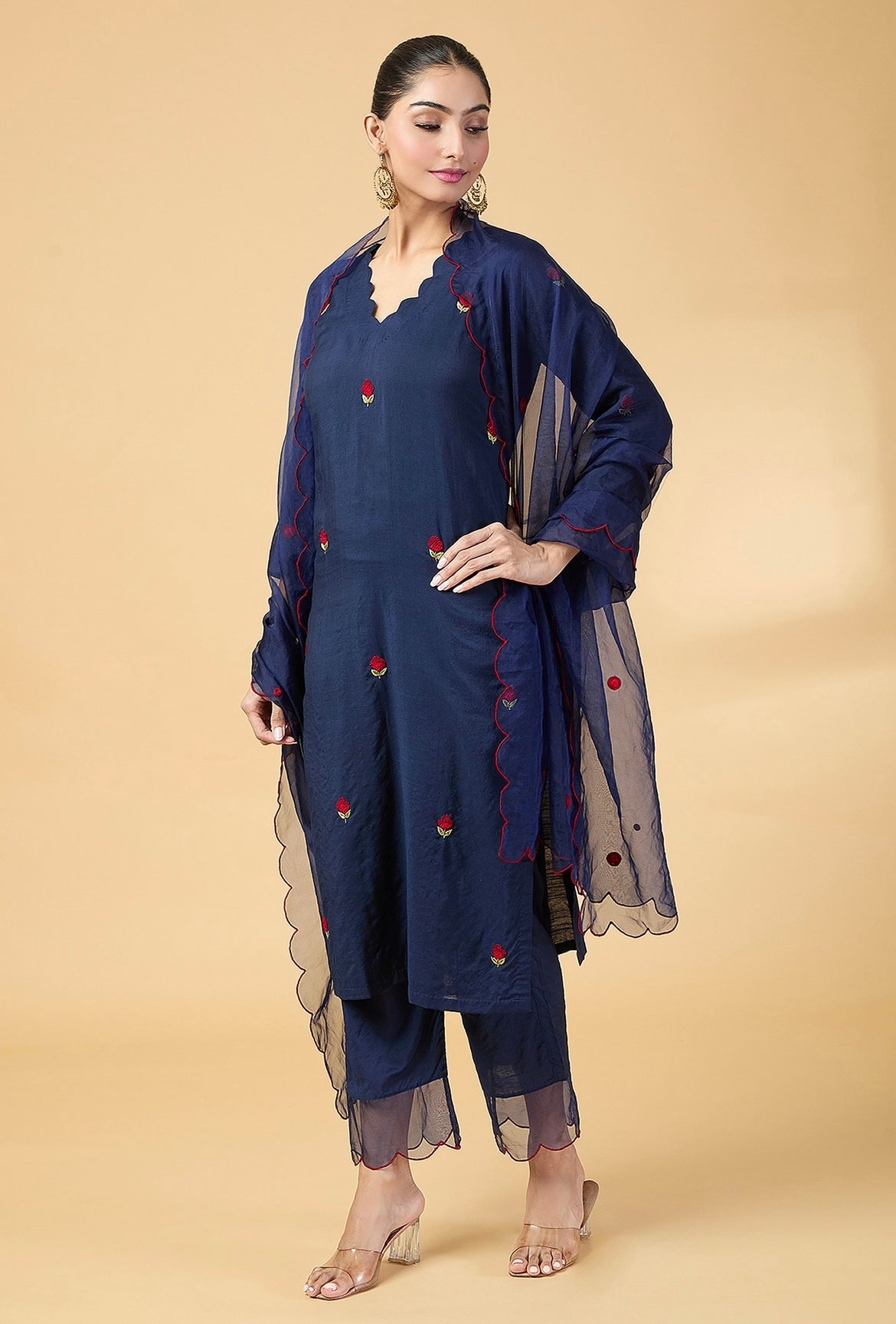 NAVY BLUE EMBRODIERED SUIT SET