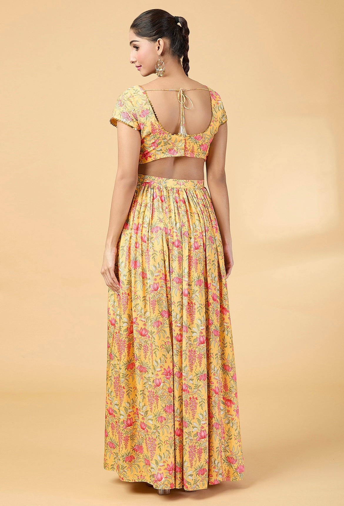 YELLOW FLORAL PRINTED LEHENGA