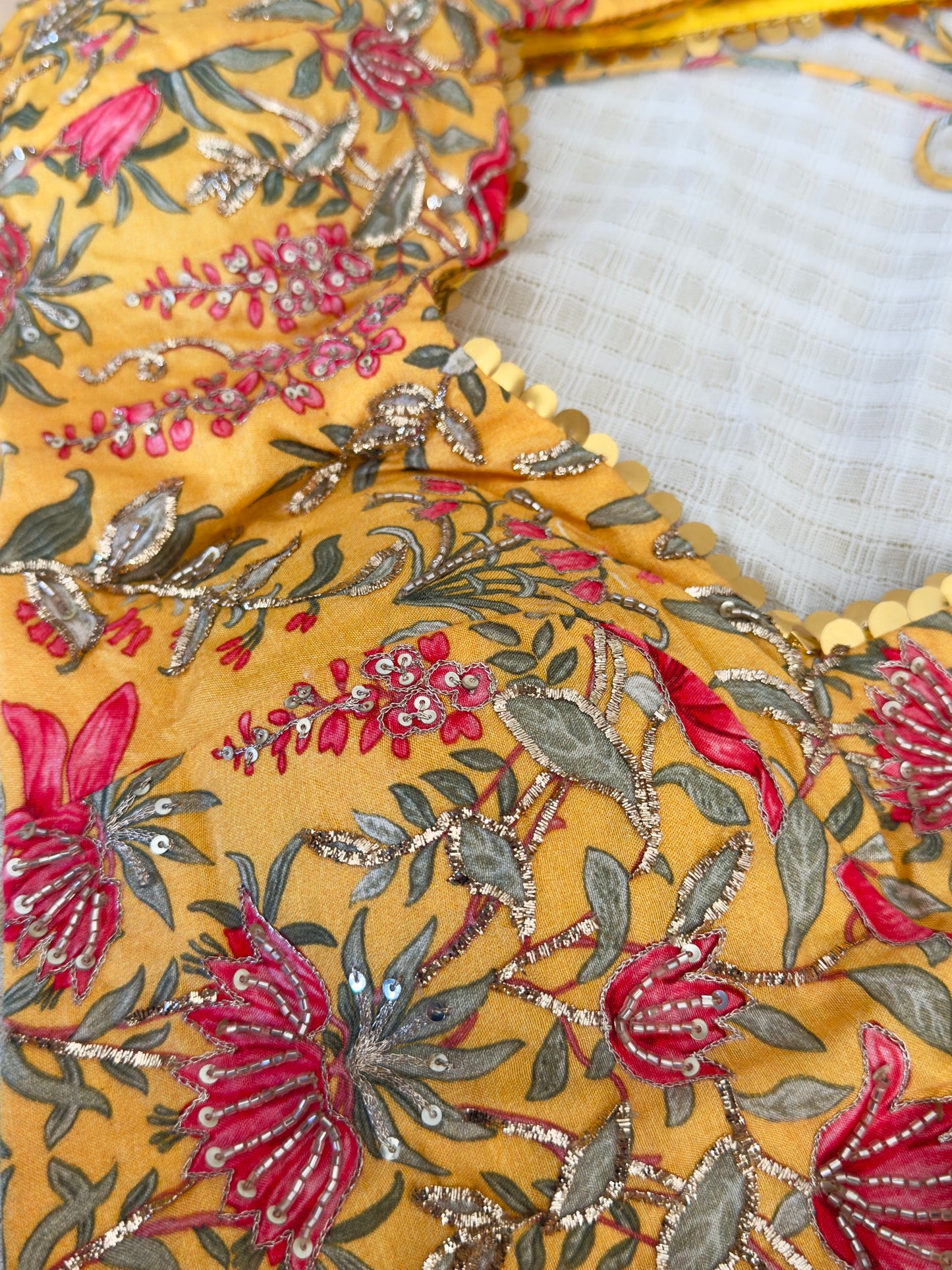 YELLOW FLORAL PRINTED LEHENGA