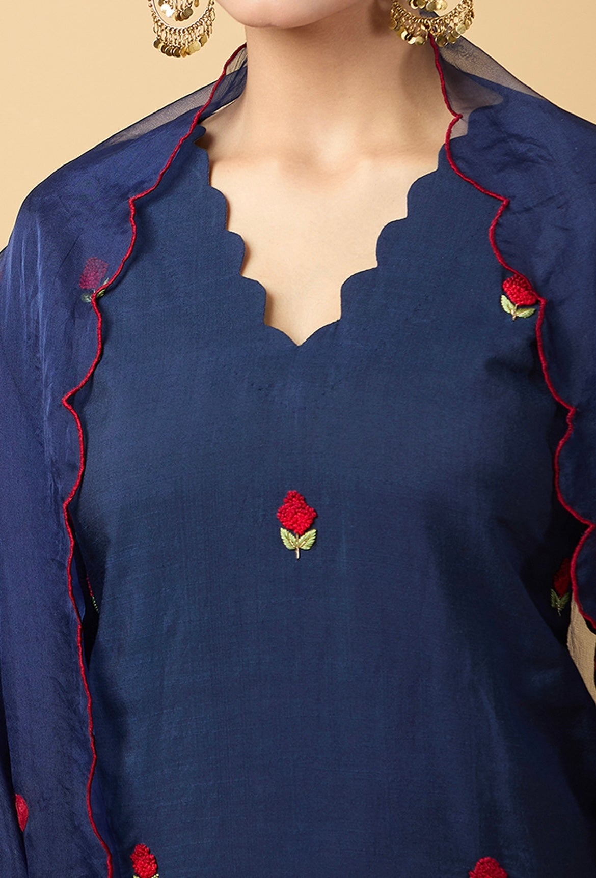 NAVY BLUE EMBRODIERED SUIT SET