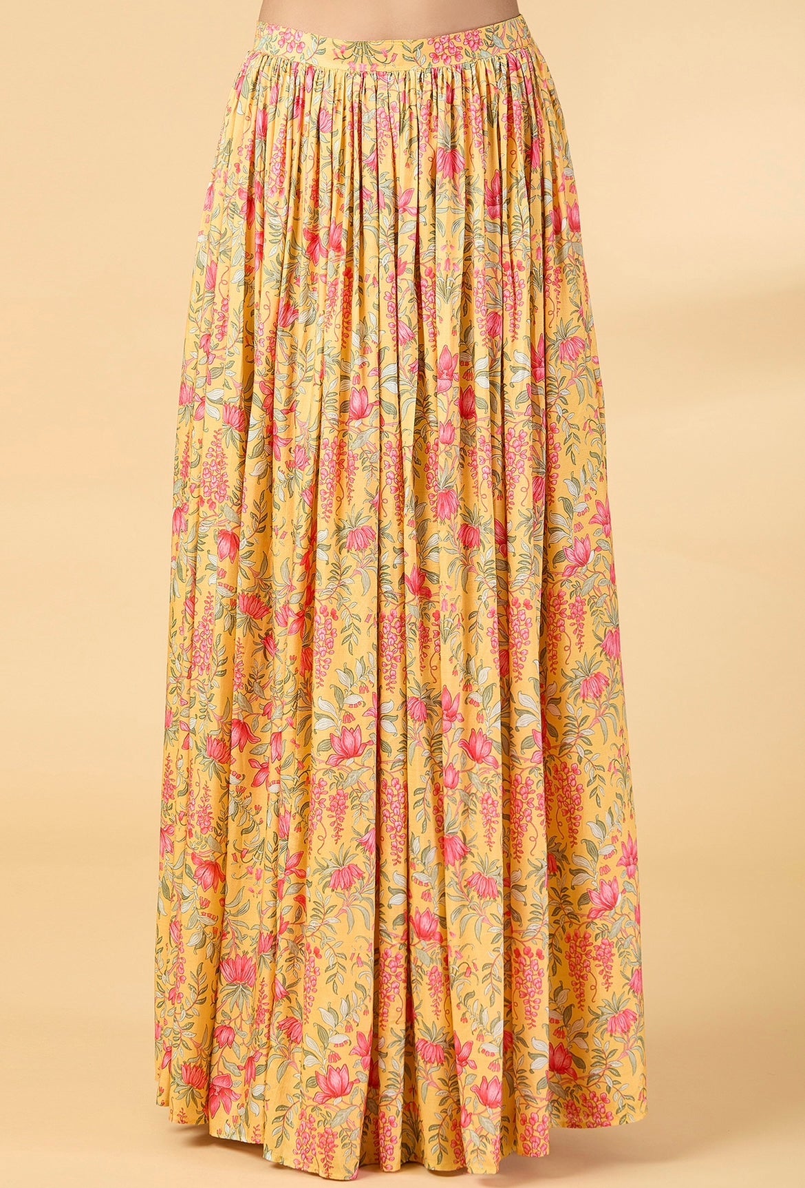 YELLOW FLORAL PRINTED LEHENGA