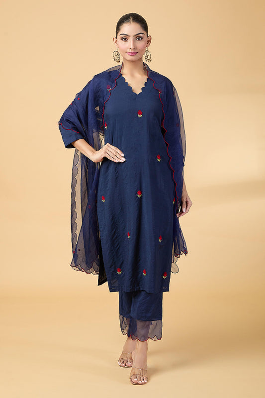 NAVY BLUE EMBRODIERED SUIT SET