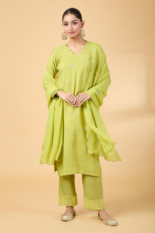 GREEN EMBRODIERED SUIT SET