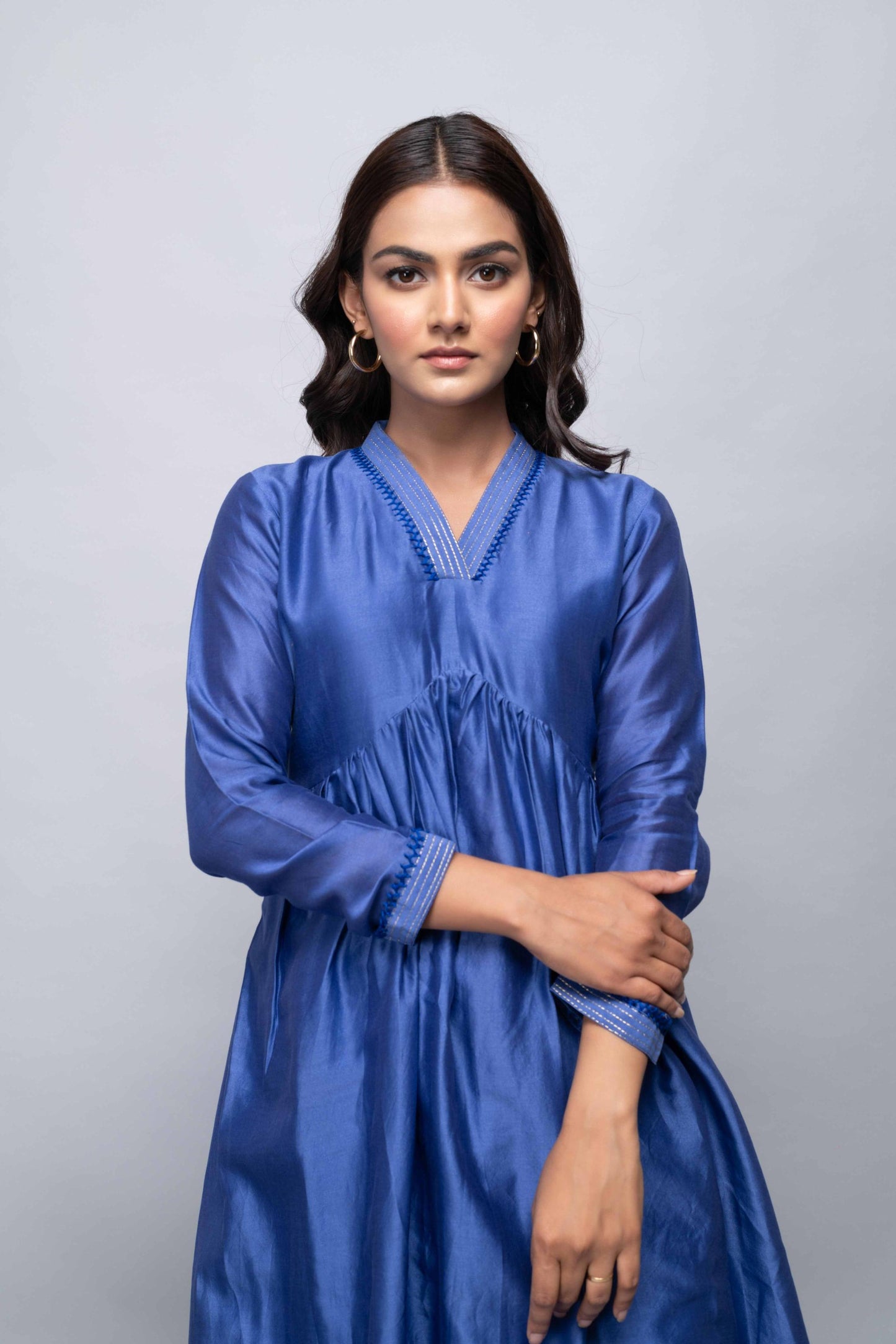 BLUE CHANDERI SUIT SET