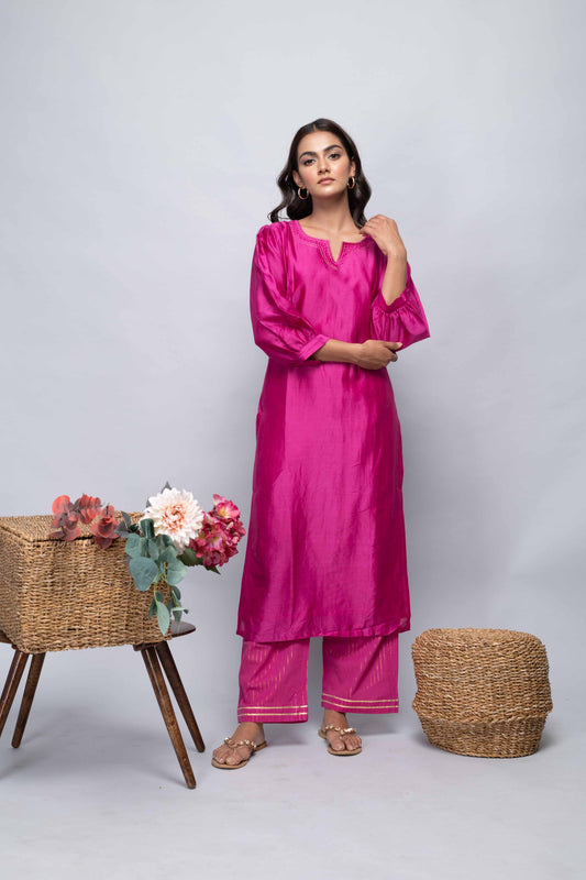 PINK CHANDERI SUIT SET