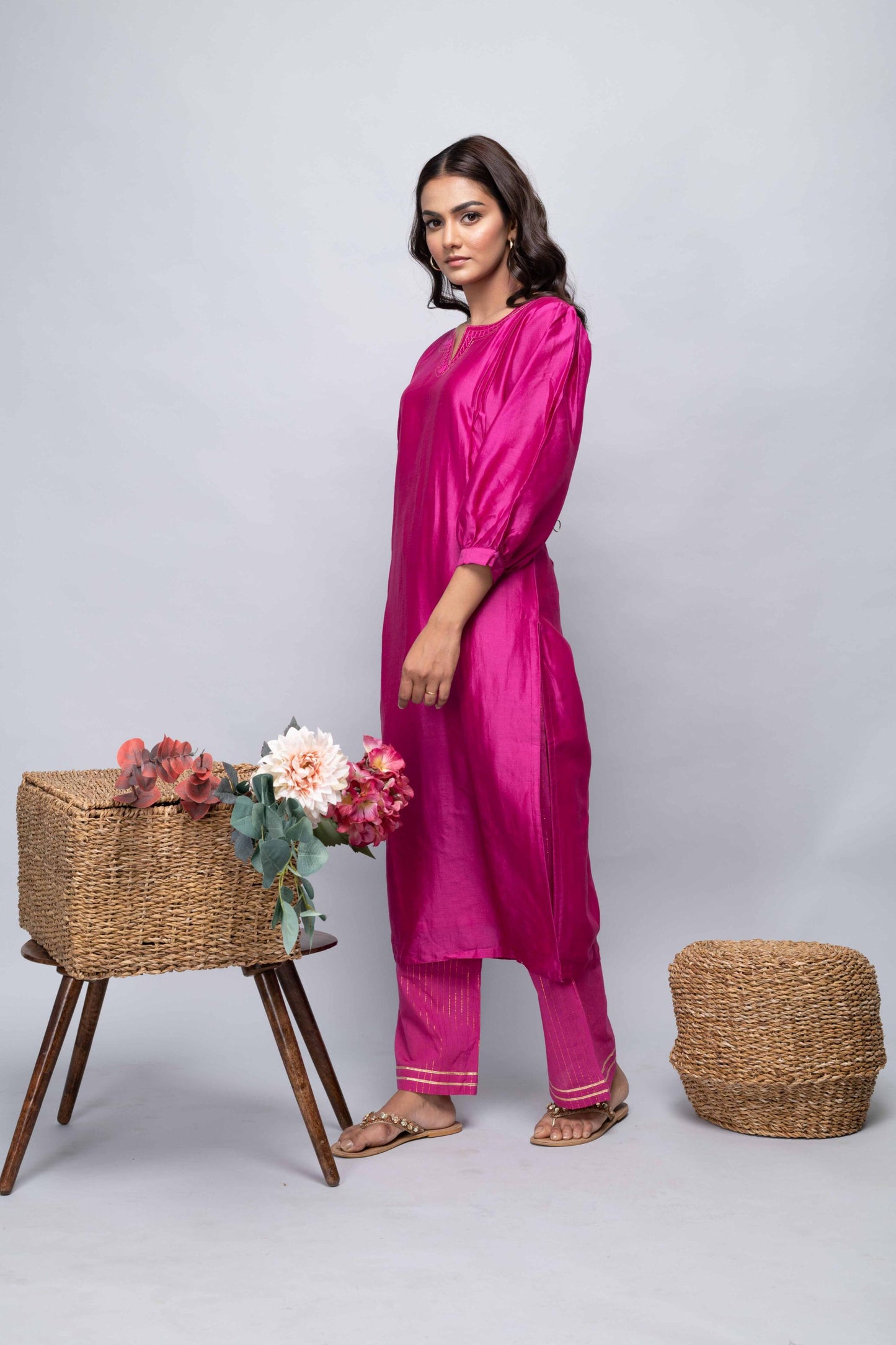 PINK CHANDERI SUIT SET