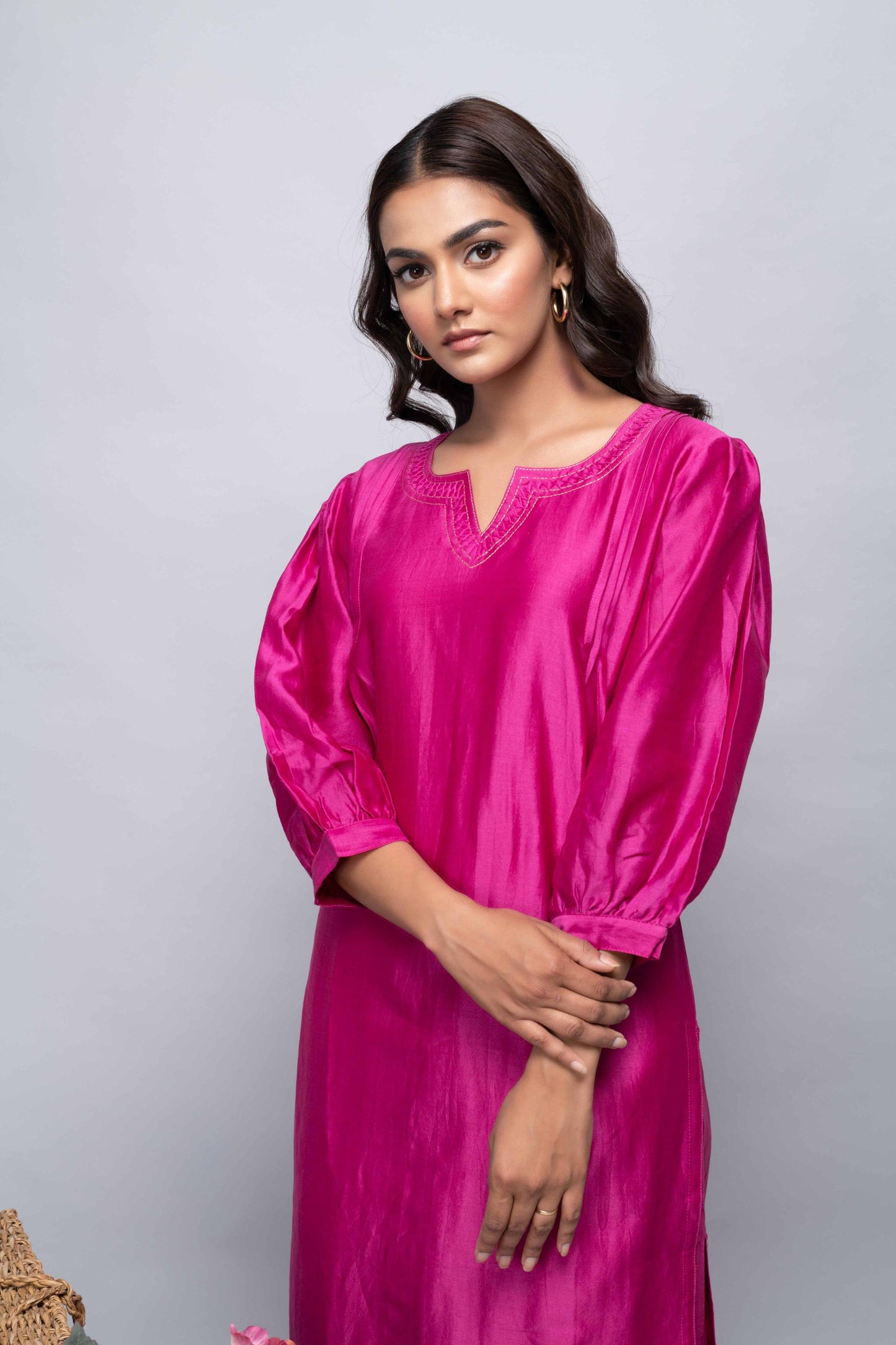 PINK CHANDERI SUIT SET