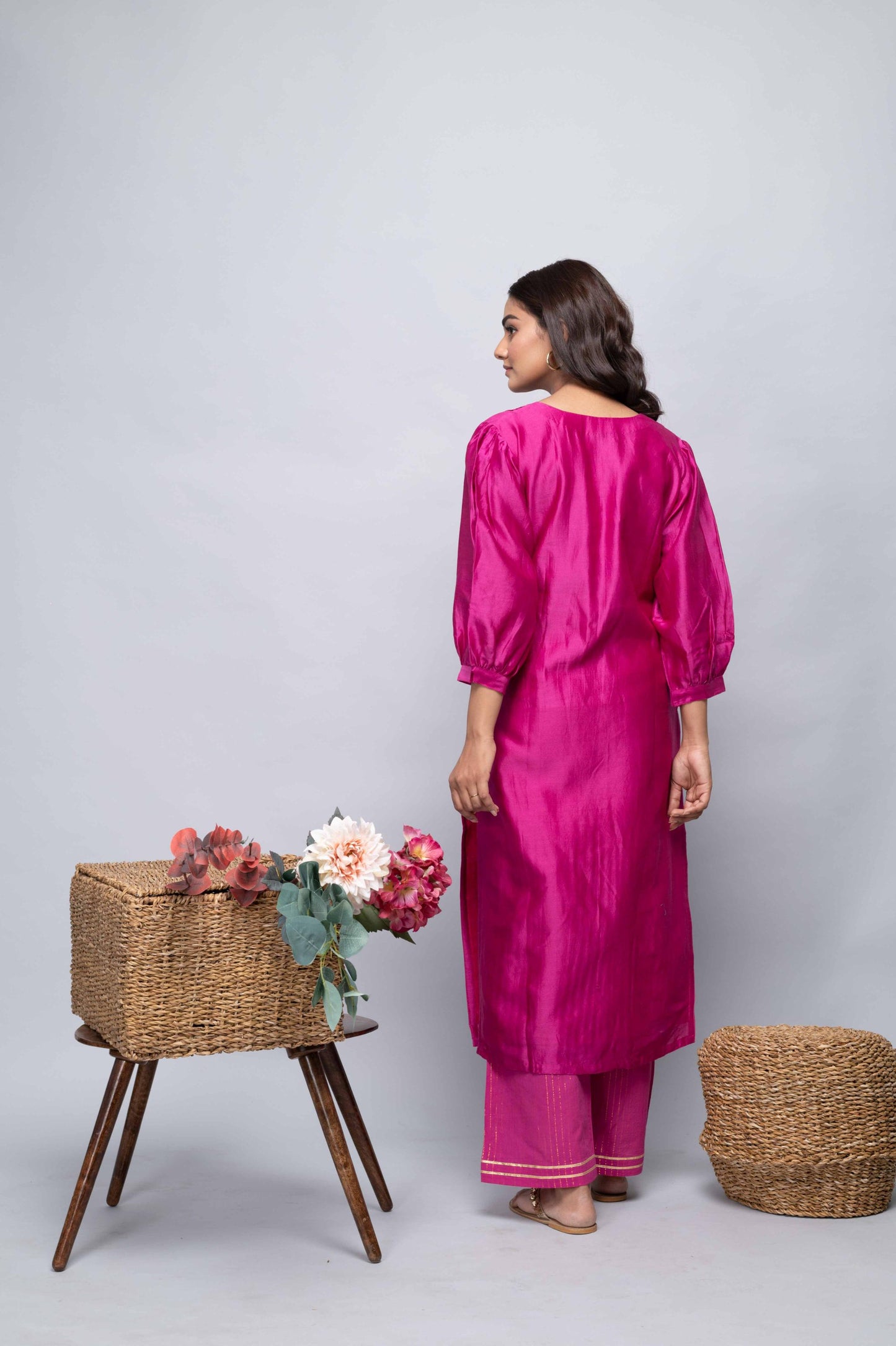PINK CHANDERI SUIT SET