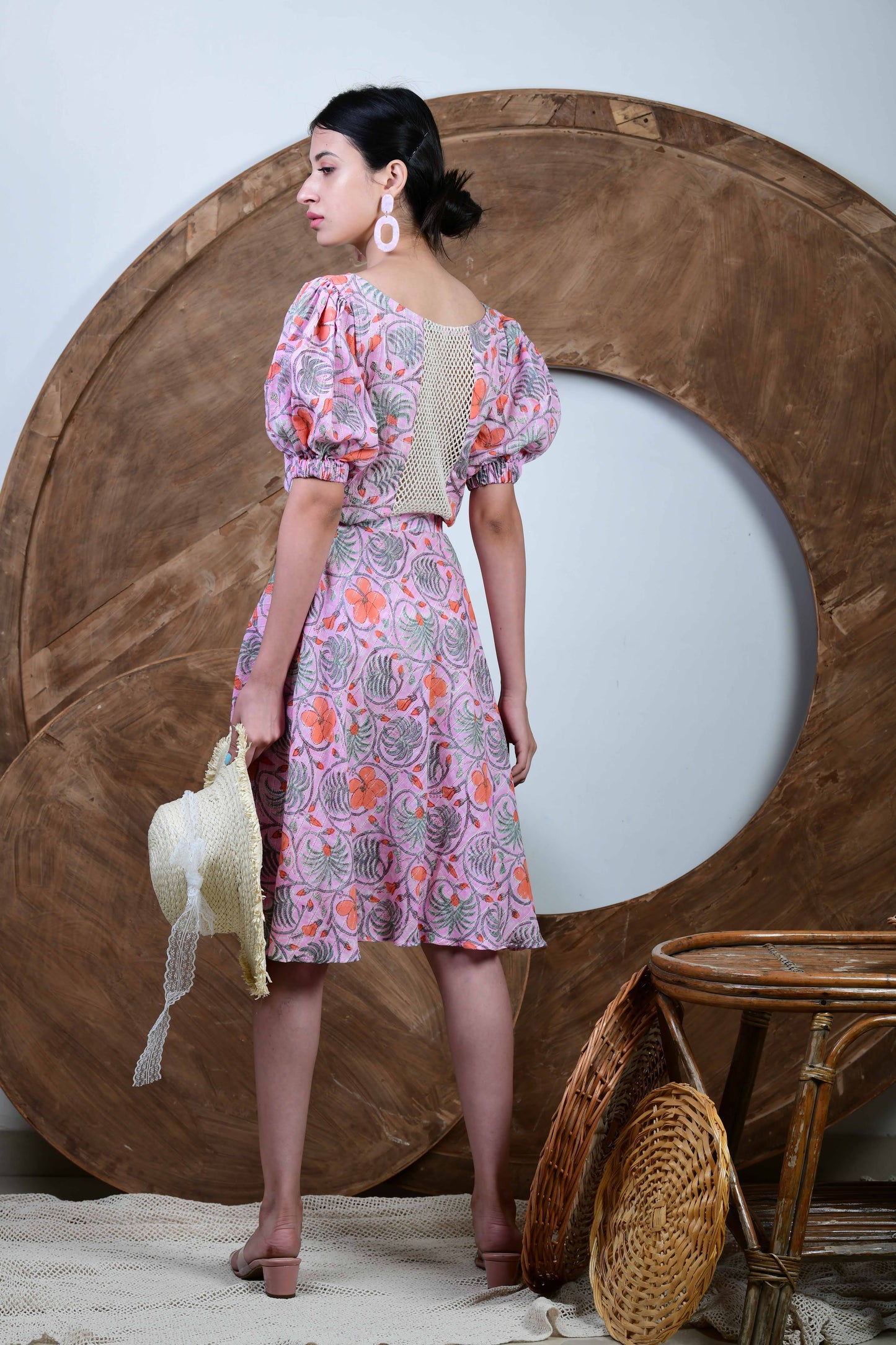 PINK PRINTED JAAL COORDS