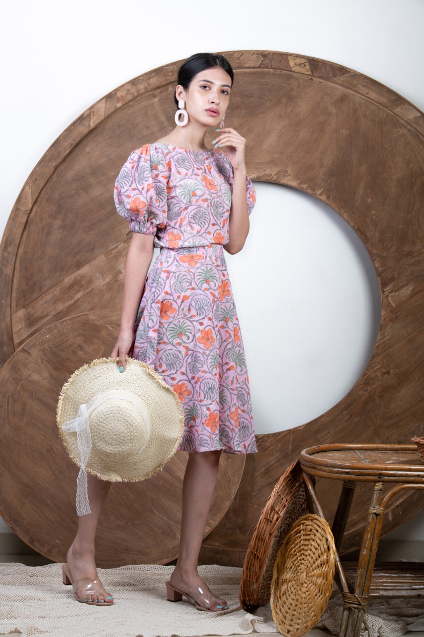 PINK PRINTED JAAL COORDS