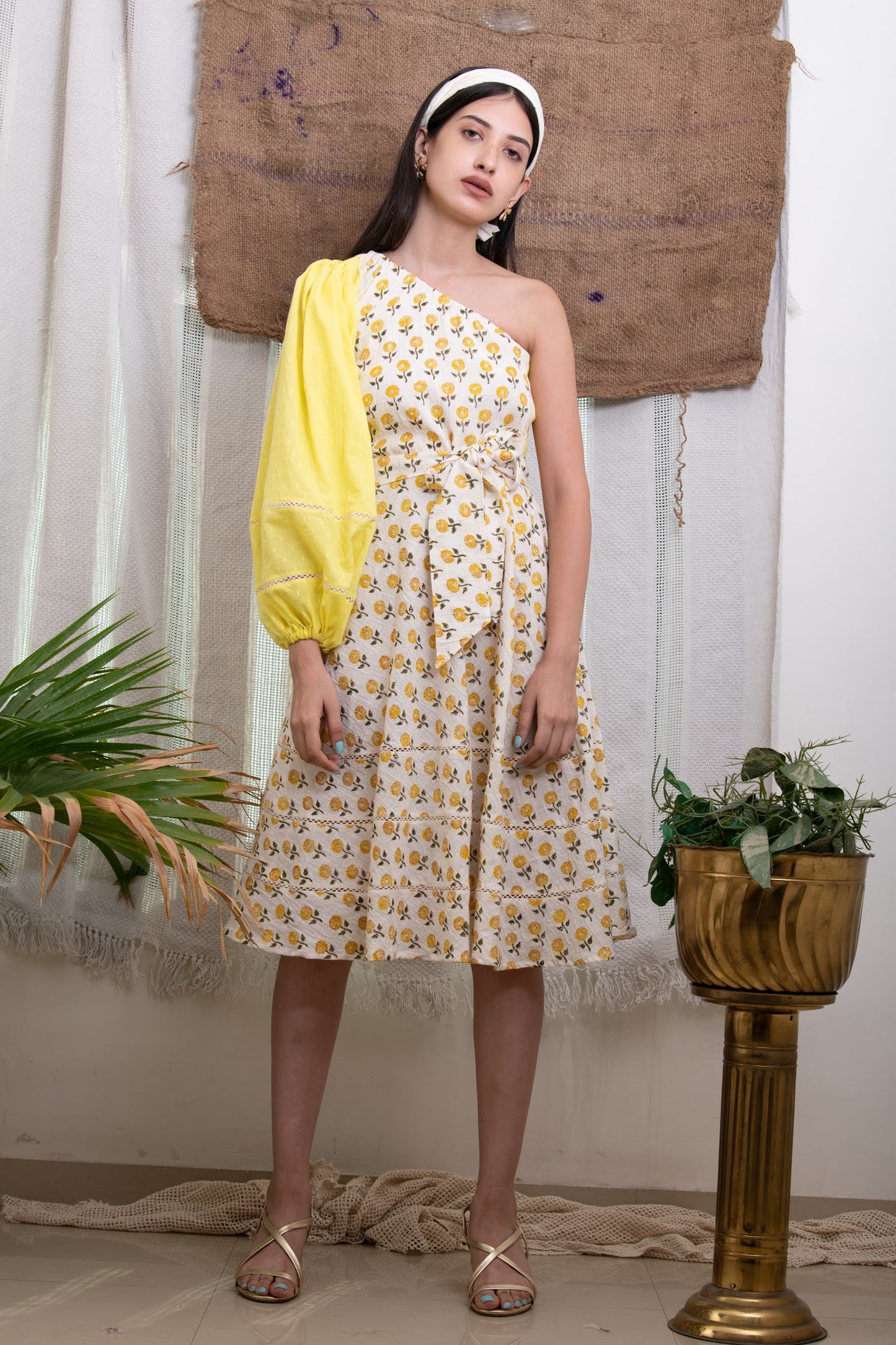 YELLOW ONE SHOULDER DRESS