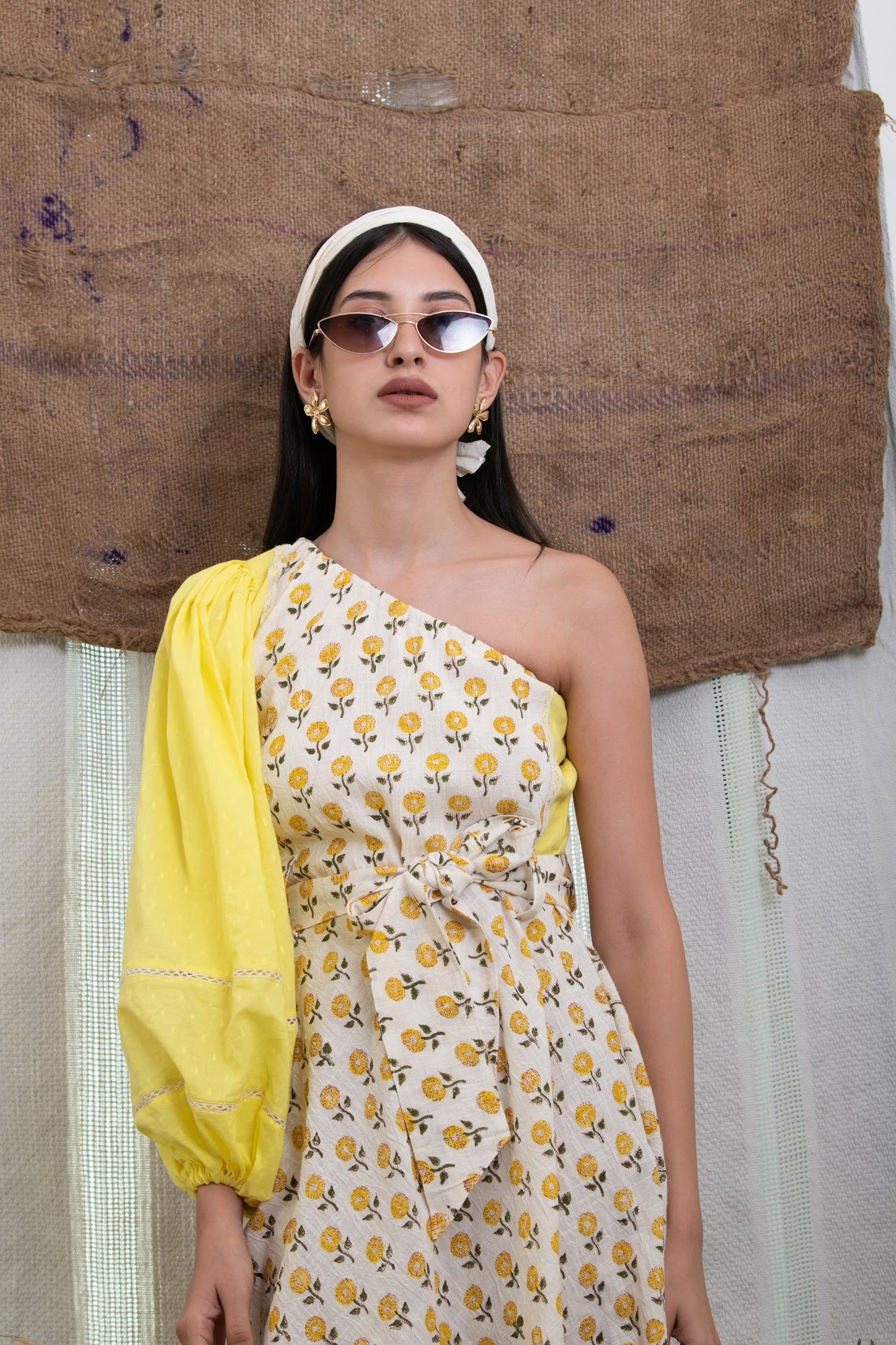 YELLOW ONE SHOULDER DRESS