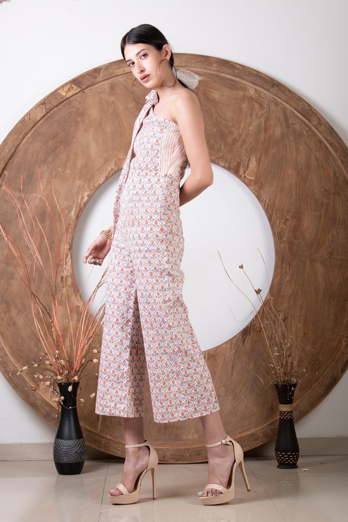 TIE UP PRINTED JUMPSUIT