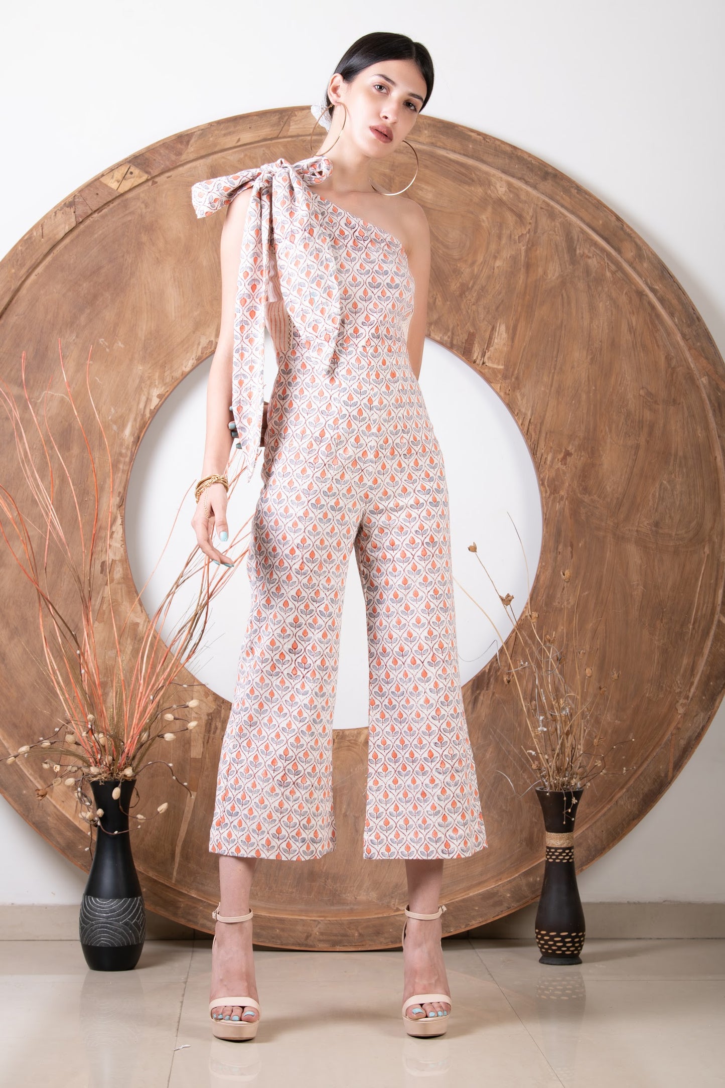 TIE UP PRINTED JUMPSUIT
