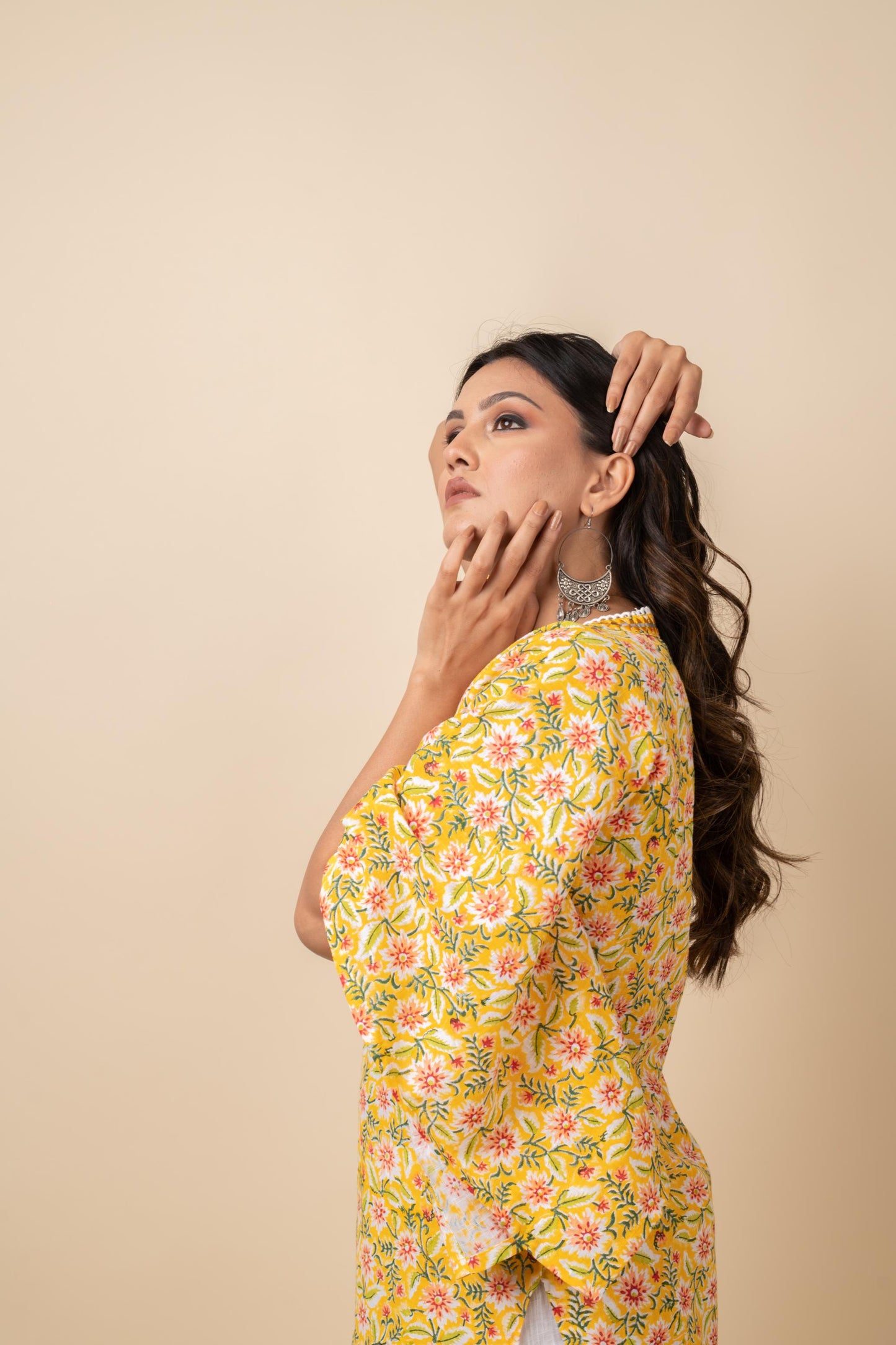 YELLOW JAAL KAFTAN