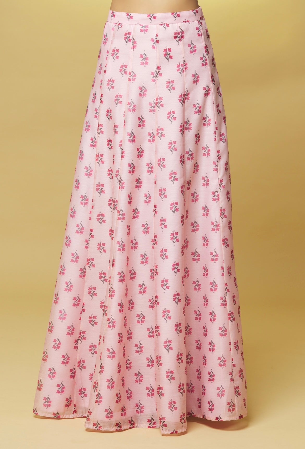 PINK PRINTED CHANDERI LEHENGA