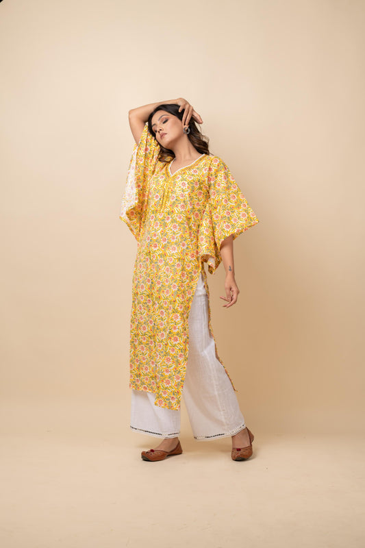 YELLOW JAAL KAFTAN