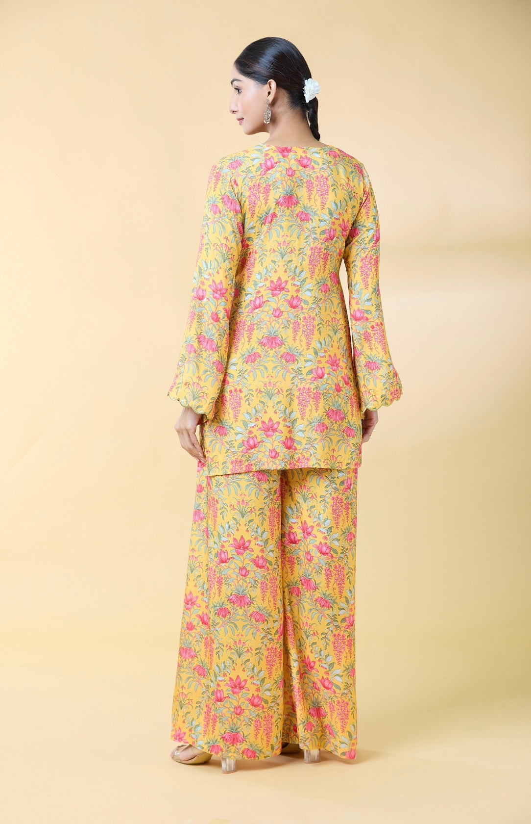 YELLOW FLORAL PRINTED SUIT SET