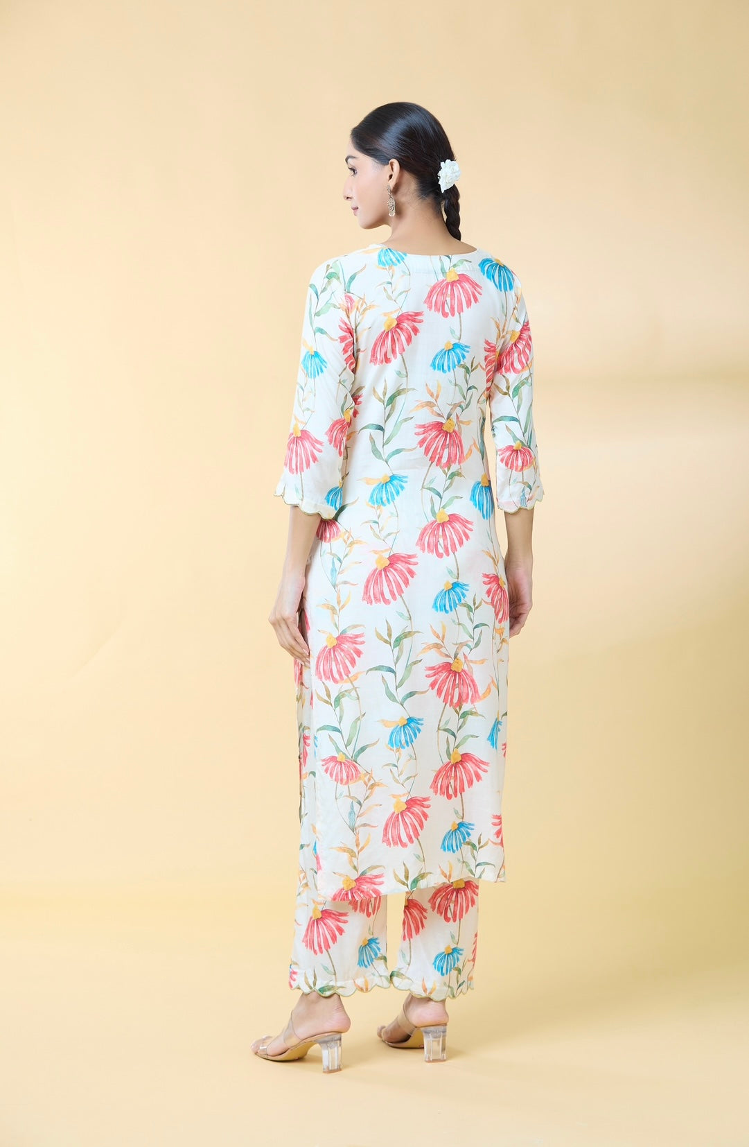 OFFWHITE FLORAL PRINTED SUIT SET