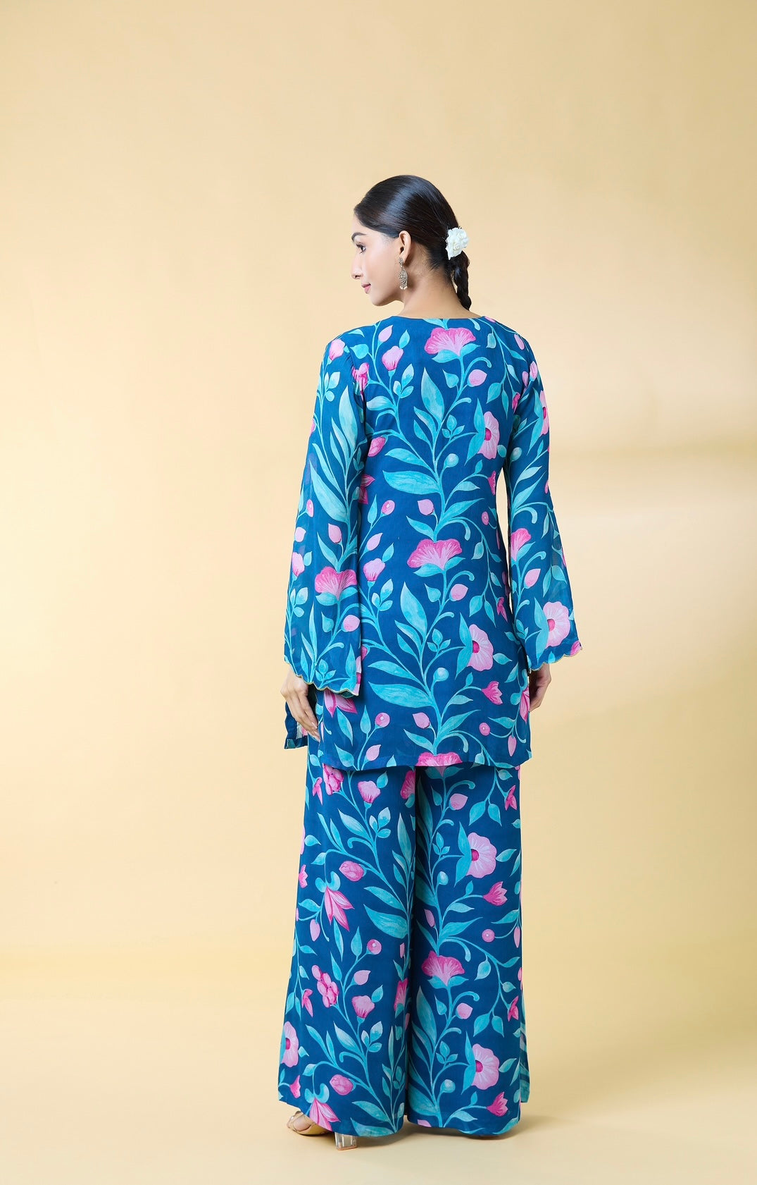 BLUE FLORAL PRINTED SUIT SET