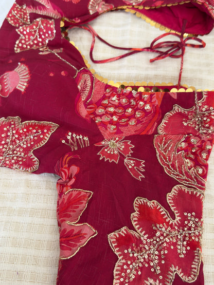 RED FLORAL PRINTED SUIT SET