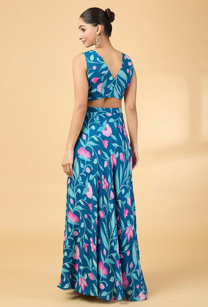 BLUE FLORAL PRINTED LEHENGA