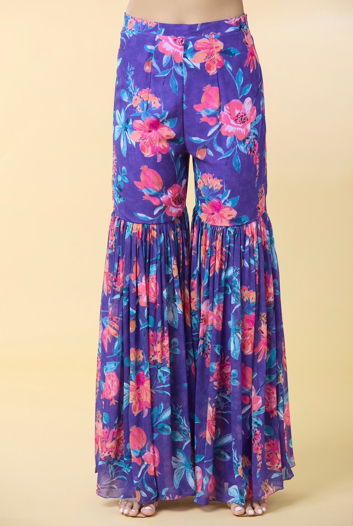 PURPLE FLORAL PRINTED SUIT SET