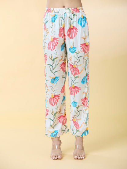 OFFWHITE FLORAL PRINTED SUIT SET