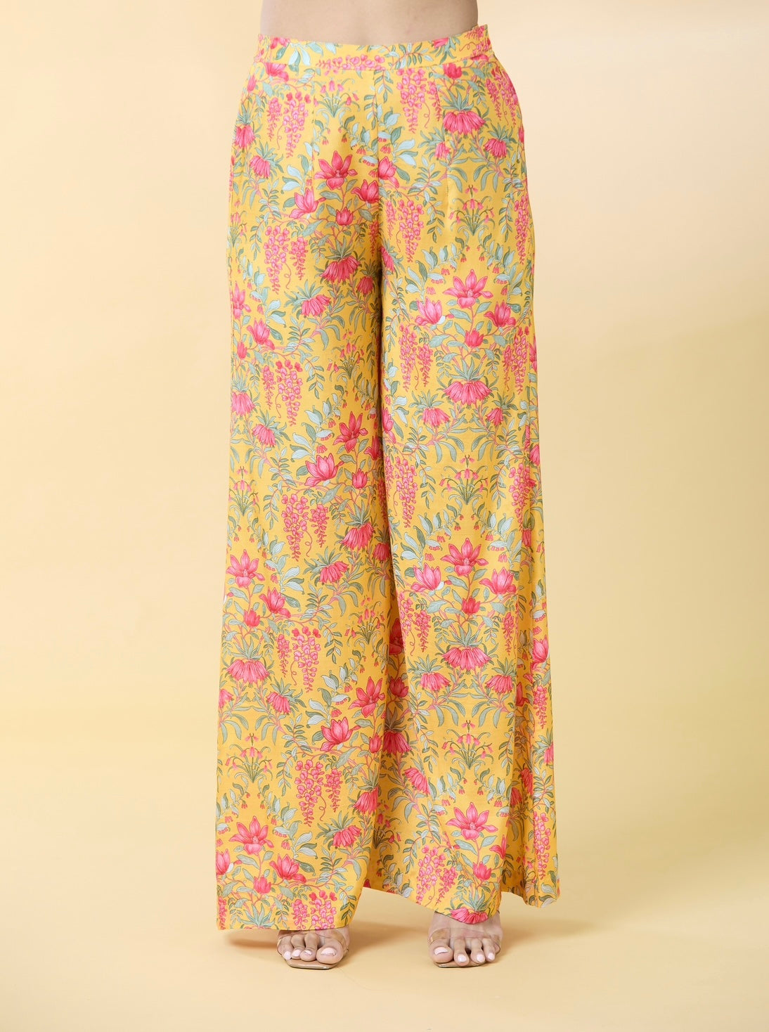 YELLOW FLORAL PRINTED SUIT SET