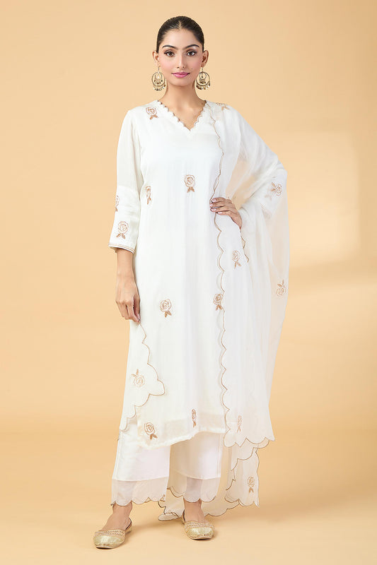 WHITE EMBRODIERED SUIT SET