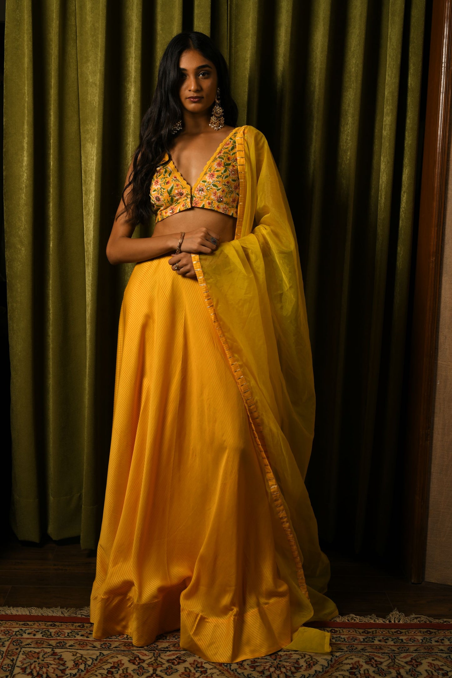 YELLOW PRINTED LEHENGA