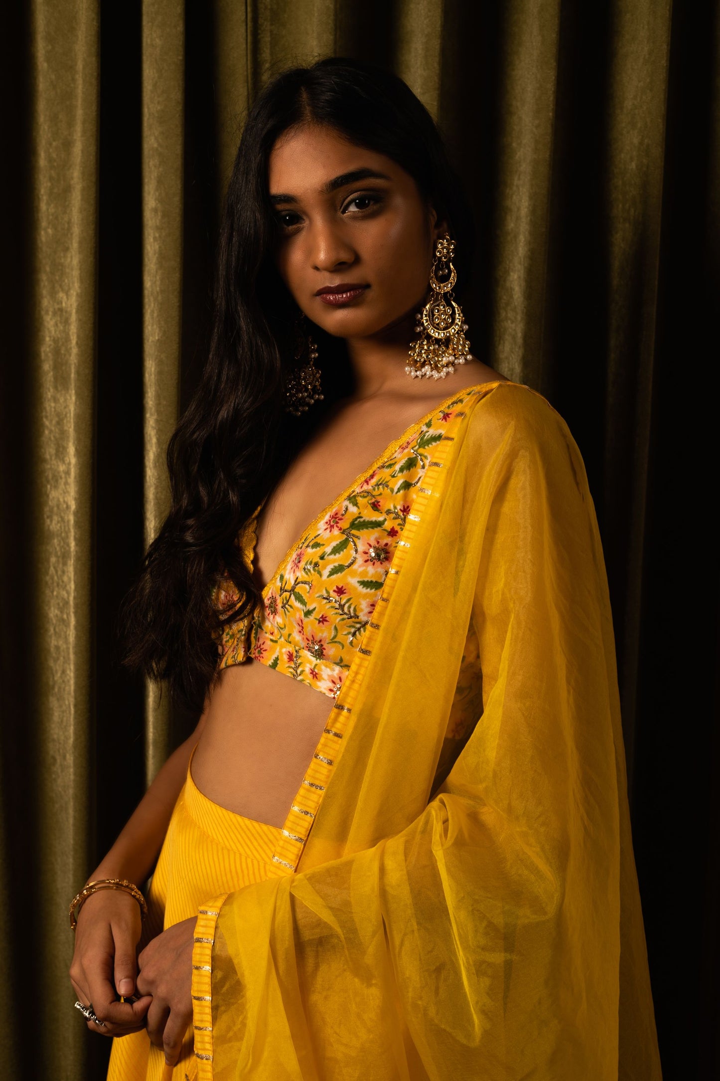 YELLOW PRINTED LEHENGA