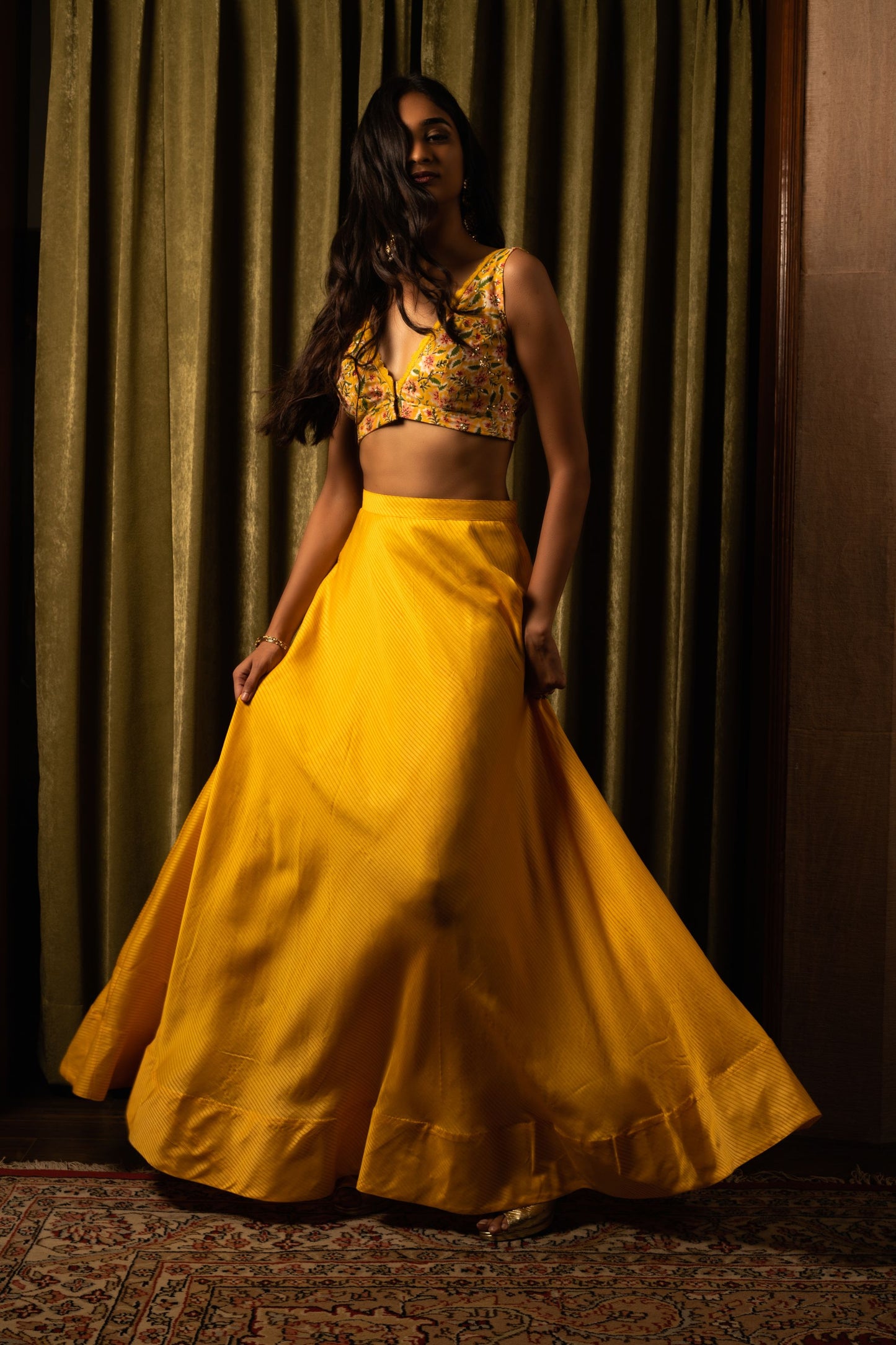 YELLOW PRINTED LEHENGA